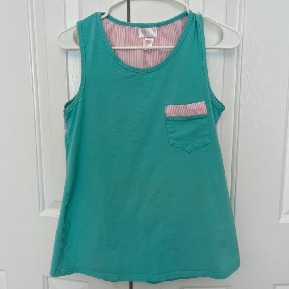 Teal and Pink Seersucker Tank Top